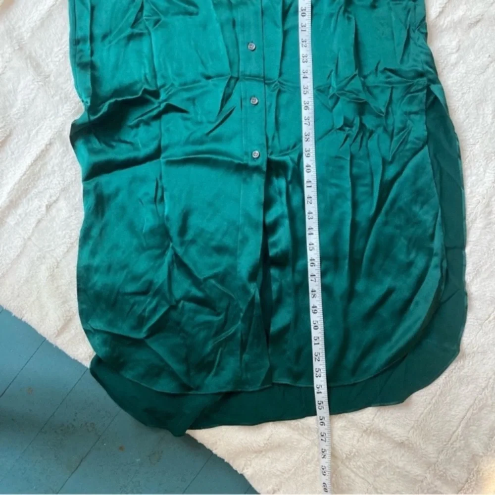 ❌SOLD❌ Banana Republic NEW Muse Silk Maxi Shirtdress in Emerald Green size L - Picture 17 of 17